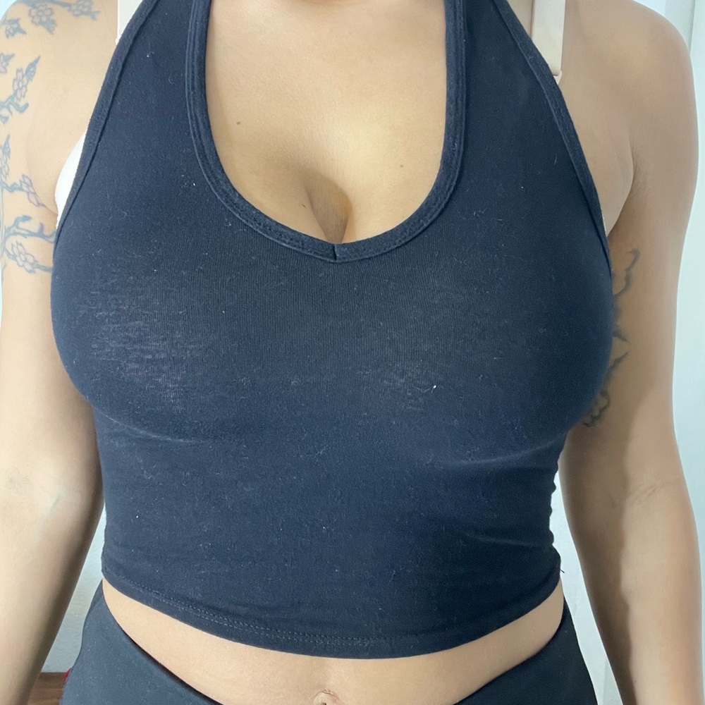 Black Halter Neck Crop Top